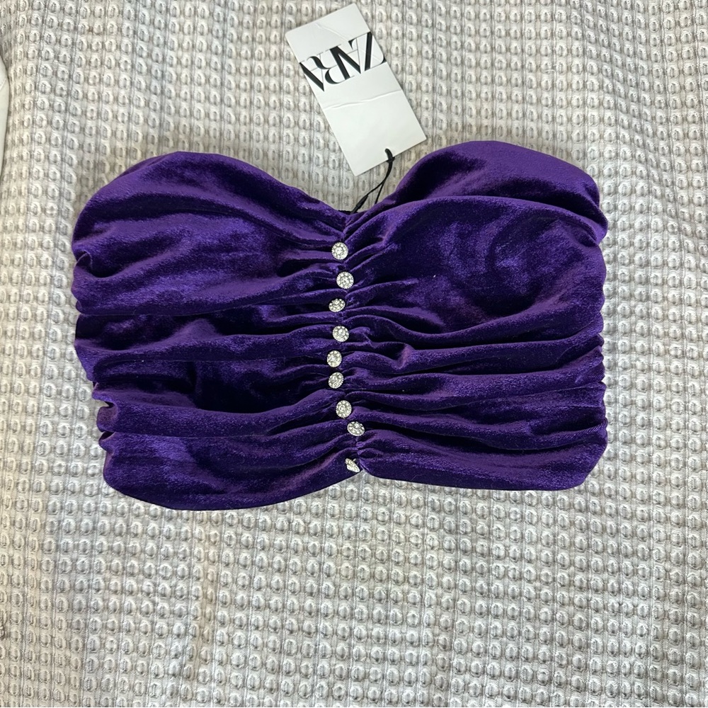 2/$25 NWT ZARA VELVET CROPPED TOP SIZE XS